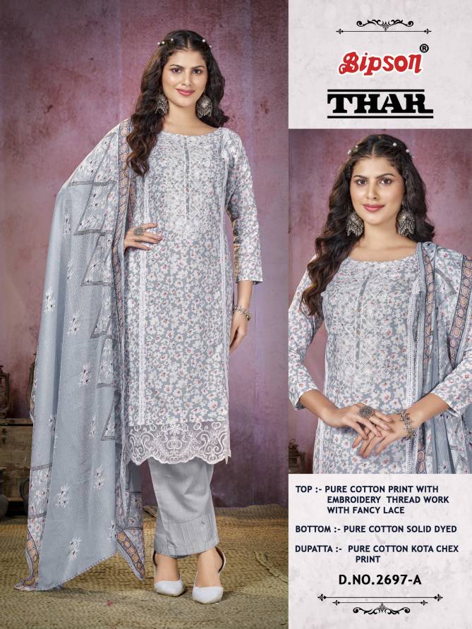 Thar 2697 By Bipson Embroidery Pure Cotton Dress Material Wholesale Market In Surat